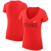NHL Detroit Red Wings G-III 4Her by Carl Banks Women's Super-Slim Fit Lightweight Dot Print Team V-Neck T-Shirt
