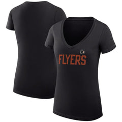 NHL Philadelphia Flyers G-III 4Her by Carl Banks Women's Super-Slim Fit Lightweight Dot Print Team V-Neck T-Shirt