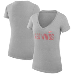 NHL Detroit Red Wings G-III 4Her by Carl Banks Women's Super-Slim Fit Lightweight Dot Print Team V-Neck T-Shirt