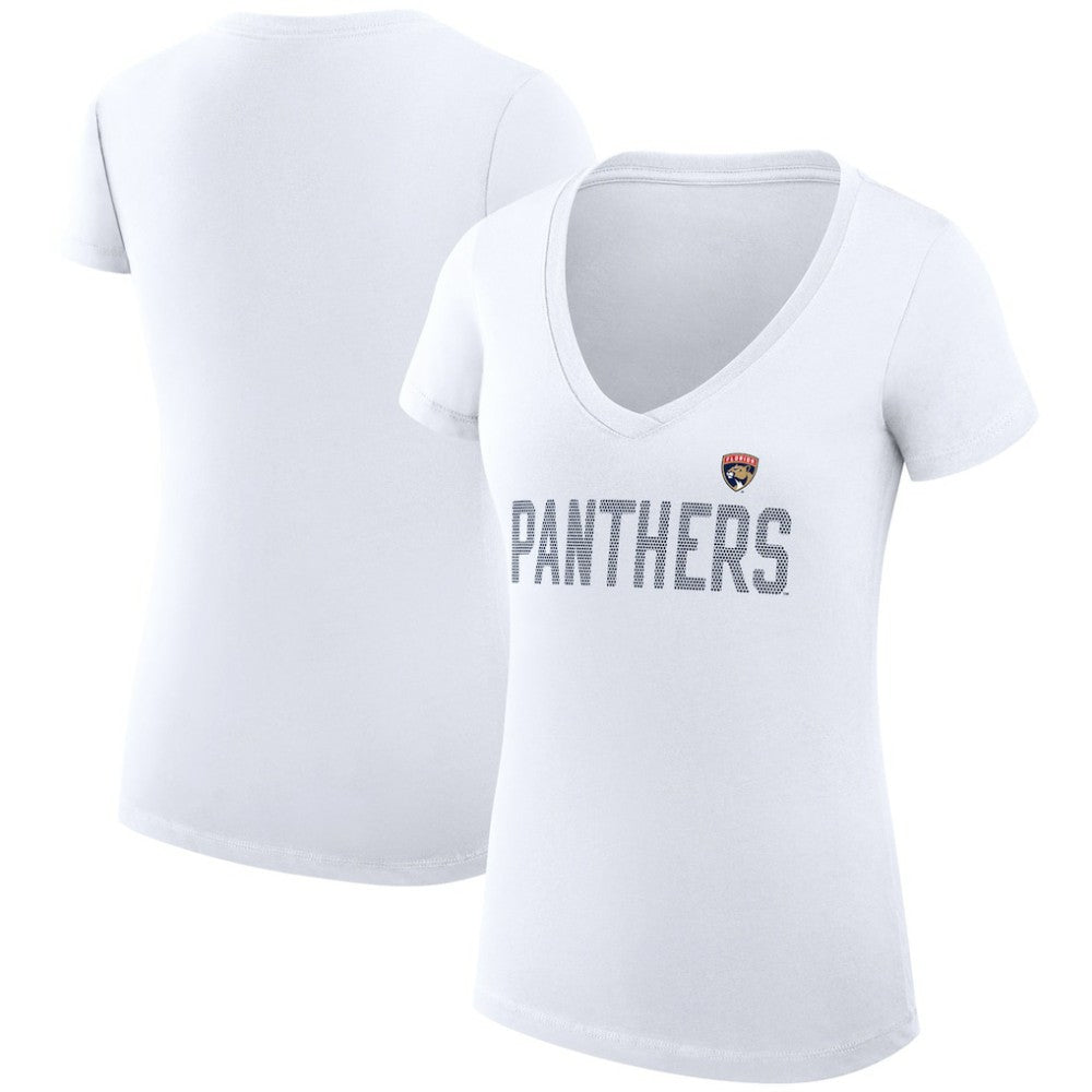NHL Florida Panthers G-III 4Her by Carl Banks Women's Super-Slim Fit Lightweight Dot Print Team V-Neck T-Shirt