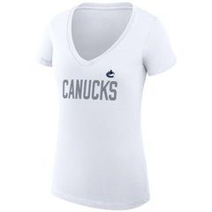 NHL Vancouver Canucks G-III 4Her by Carl Banks Women's Super-Slim Fit Lightweight Dot Print Team V-Neck T-Shirt