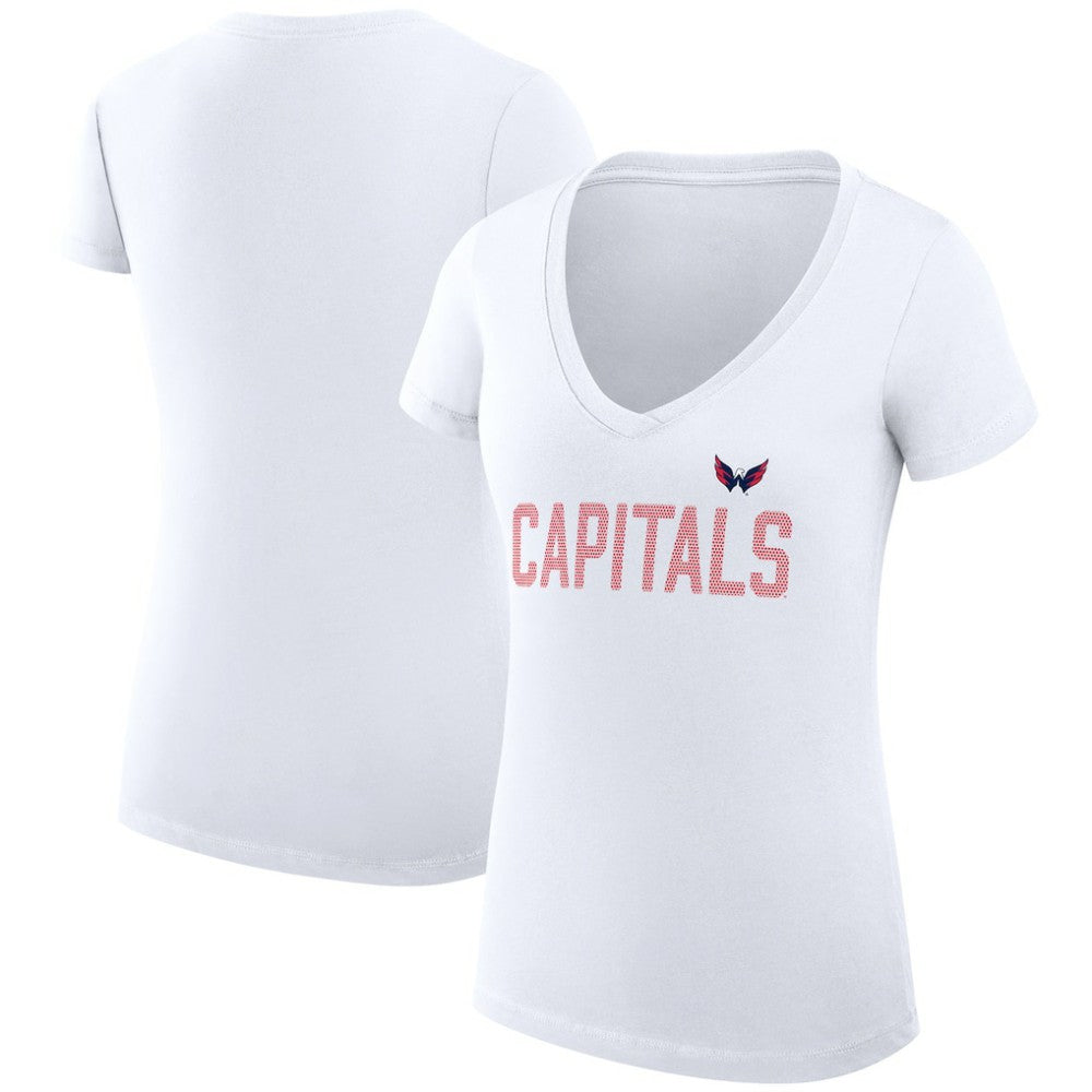 NHL Washington Capitals G-III 4Her by Carl Banks Women's Super-Slim Fit Lightweight Dot Print Team V-Neck T-Shirt
