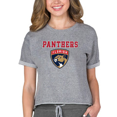 NHL Florida Panthers Concepts Sport Women's Tri-Blend Mainstream Terry Short Sleeve Sweatshirt Top