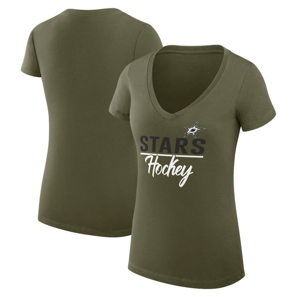 NHL Dallas Stars G-III 4Her by Carl Banks Women's Super-Slim Fit Lightweight Team Sport V-Neck T-Shirt