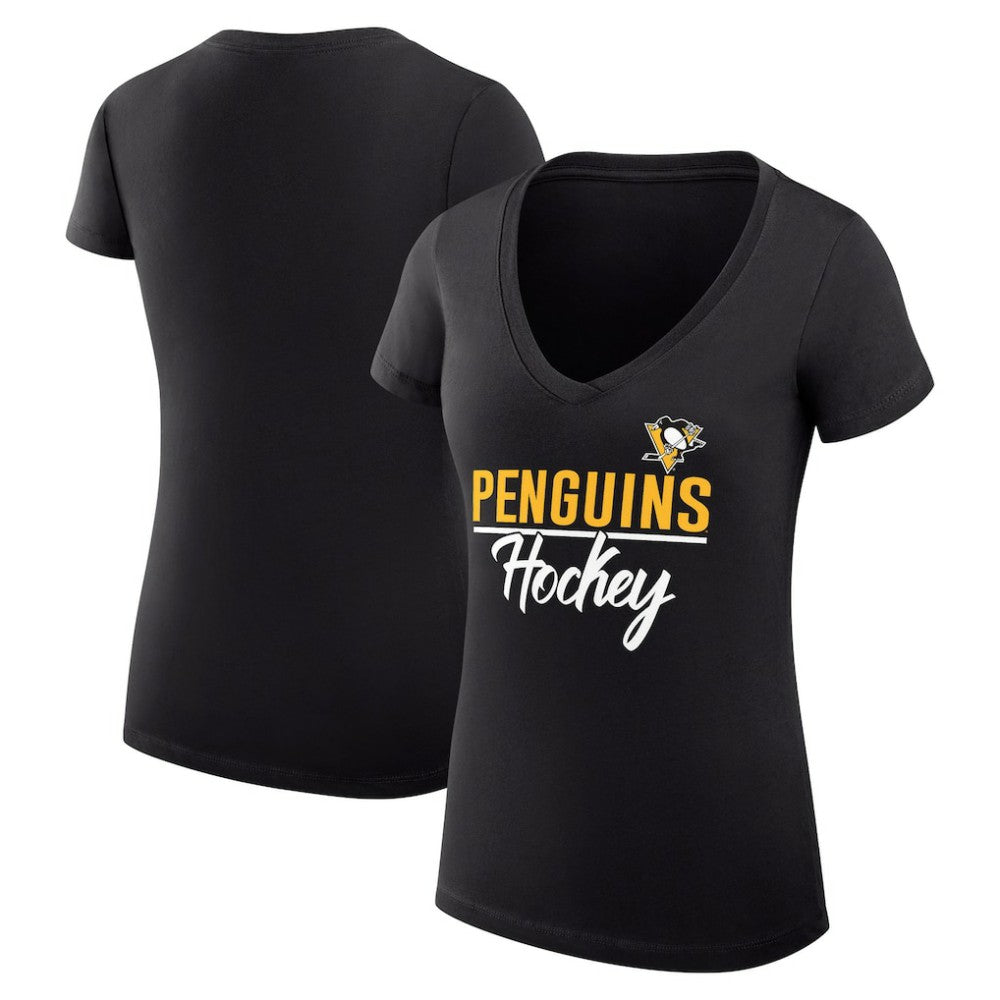 NHL Pittsburgh Penguins G-III 4Her by Carl Banks Women's Super-Slim Fit Lightweight Graphic V-Neck T-Shirt