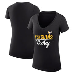 NHL Pittsburgh Penguins G-III 4Her by Carl Banks Women's Super-Slim Fit Lightweight Graphic V-Neck T-Shirt