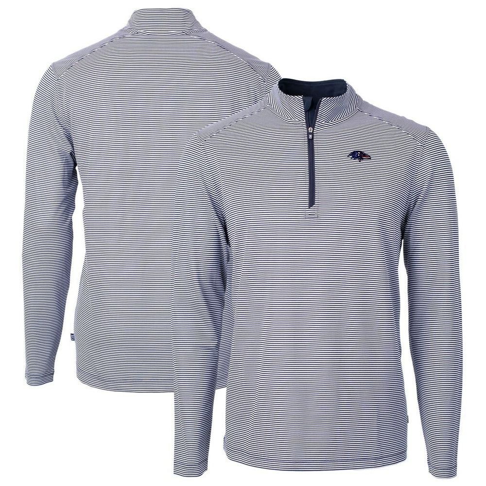 Cutter & Buck Virtue Eco Pique Micro Stripe Recycled Quarter-Zip Pullover Top - Baltimore Ravens Pullover