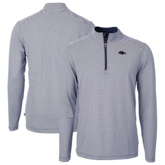 Cutter & Buck Virtue Eco Pique Micro Stripe Recycled Quarter-Zip Pullover Top - Baltimore Ravens Pullover