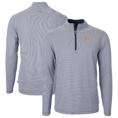 Cutter & Buck Virtue Eco Pique Micro Stripe Recycled Quarter-Zip Pullover Top - Chicago Bears Pullover