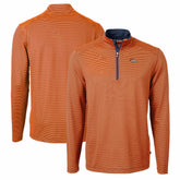 Cutter & Buck Virtue Eco Pique Micro Stripe Recycled Quarter-Zip Pullover Top - Denver Broncos Pullover