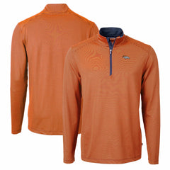 Cutter & Buck Virtue Eco Pique Micro Stripe Recycled Quarter-Zip Pullover Top - Denver Broncos Pullover