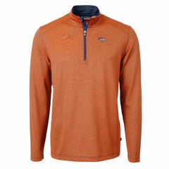 Cutter & Buck Virtue Eco Pique Micro Stripe Recycled Quarter-Zip Pullover Top - Denver Broncos Pullover