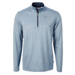 Cutter & Buck Virtue Eco Pique Micro Stripe Recycled Quarter-Zip Pullover Top - Los Angeles Chargers Pullover