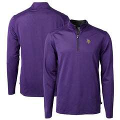 Cutter & Buck Virtue Eco Pique Micro Stripe Recycled Quarter-Zip Pullover Top - Minnesota Vikings Pullover