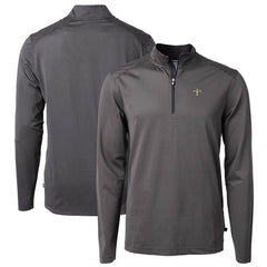 Cutter & Buck Virtue Eco Pique Micro Stripe Recycled Quarter-Zip Pullover Top - New Orleans Saints Pullover