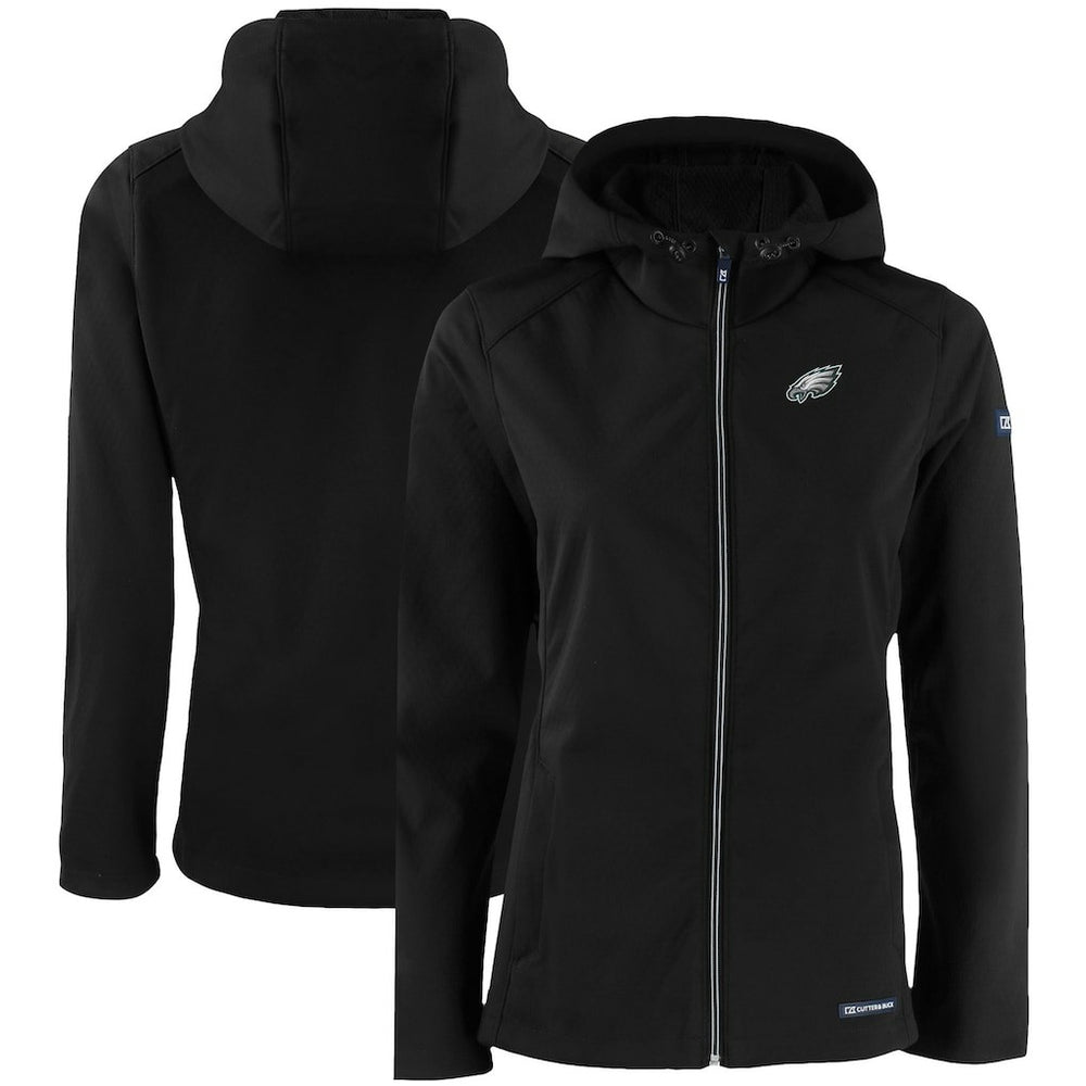 Cutter & Buck Women's Evoke Eco Softshell Recycled Full-Zip Hooded Jacket - Philadelphia Eagles Jackets