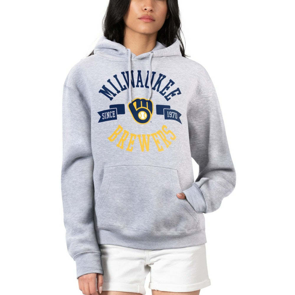 Heather Gray Milwaukee Brewers G-III 4Her by Carl Banks Women's City Graphic Pullover Hoodie
