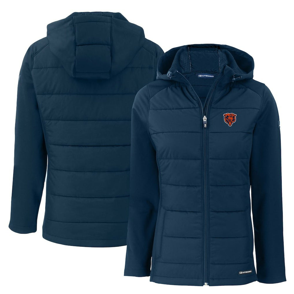 Cutter & Buck Women's Throwback Evoke Hybrid Eco Softshell Recycled Full-Zip Hoodie Jacket - Chicago Bears Hoodies