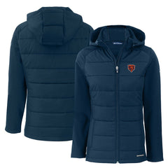 Cutter & Buck Women's Throwback Evoke Hybrid Eco Softshell Recycled Full-Zip Hoodie Jacket - Chicago Bears Hoodies