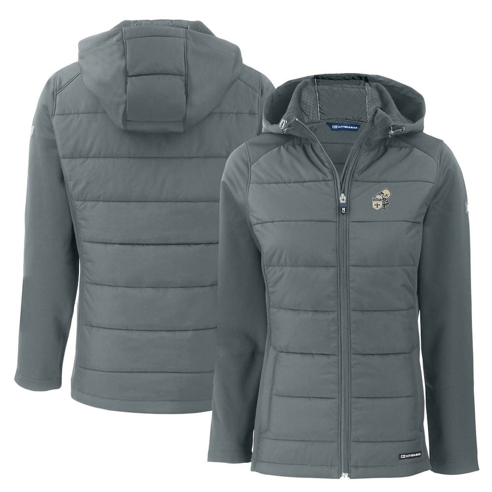Cutter & Buck Women's Throwback Evoke Hybrid Eco Softshell Recycled Full-Zip Hoodie Jacket - New Orleans Saints Hoodies