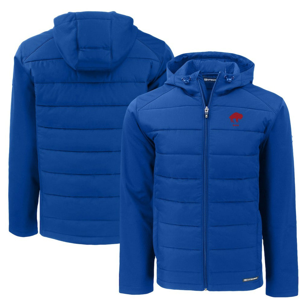Cutter & Buck Throwback Evoke Hybrid Eco Softshell Recycled Full-Zip Hoodie Jacket - Buffalo Bills Hoodies