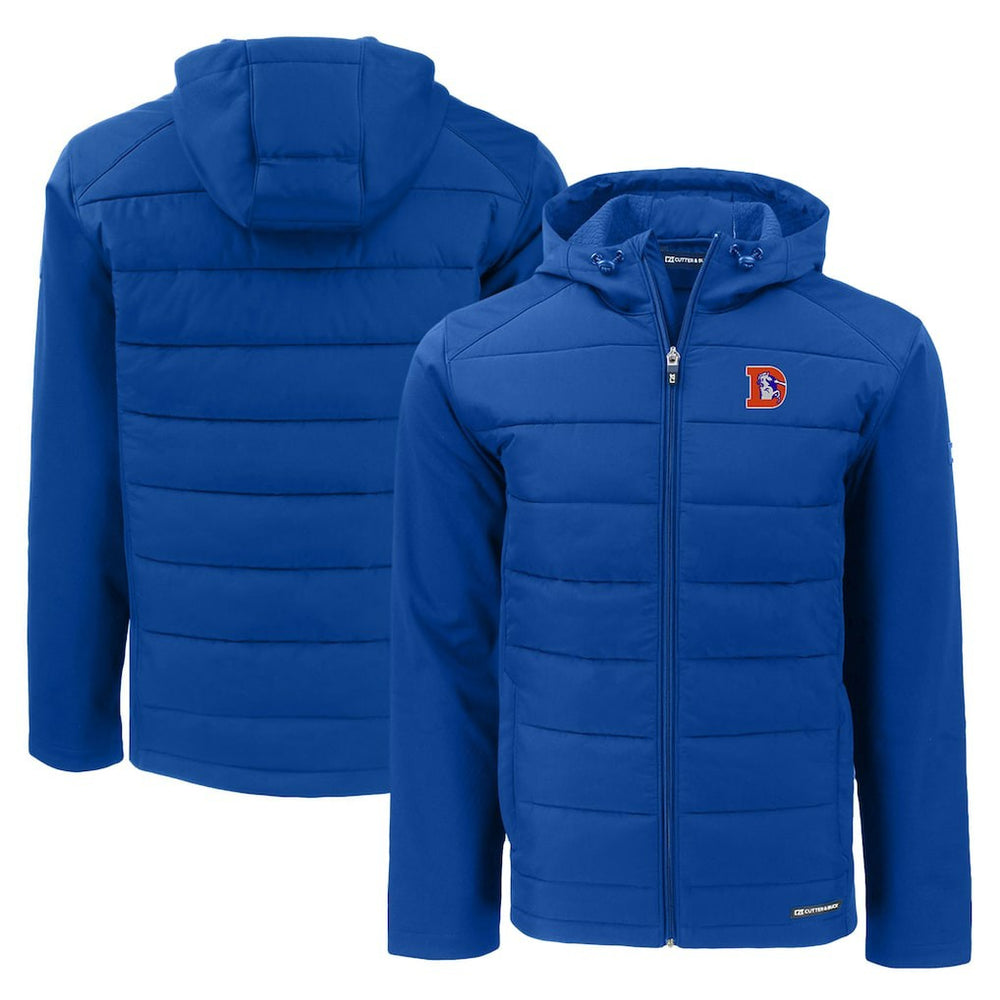 Cutter & Buck Throwback Evoke Hybrid Eco Softshell Recycled Full-Zip Hoodie Jacket - Denver Broncos Hoodies