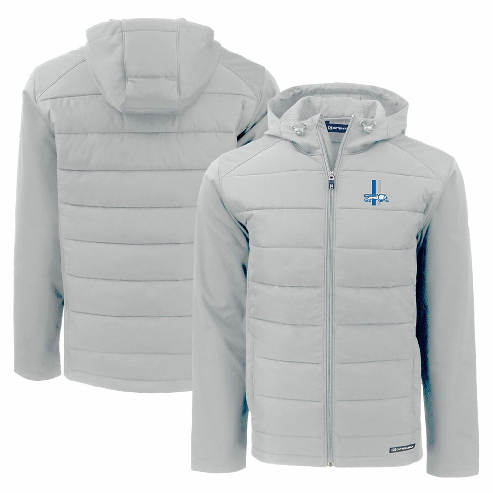 Cutter & Buck Throwback Evoke Hybrid Eco Softshell Recycled Full-Zip Hoodie Jacket - Detroit Lions Hoodies