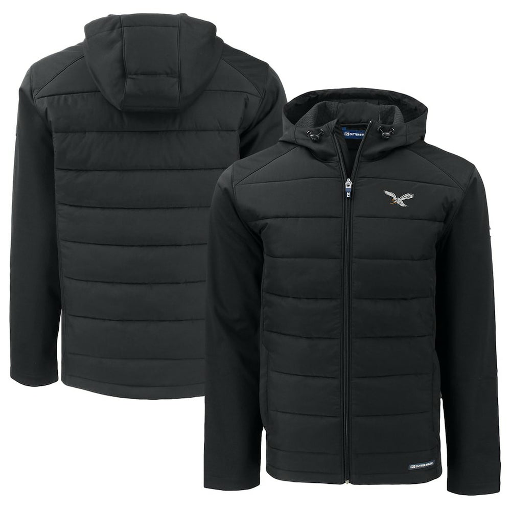 Cutter & Buck Throwback Big & Tall Evoke Hybrid Eco Softshell Recycled Full-Zip Hoodie - Philadelphia Eagles Hoodies