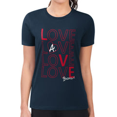 Navy Atlanta Braves G-III 4Her by Carl Banks Women's Super-Slim Fit Lightweight Love Graphic Team T-Shirt