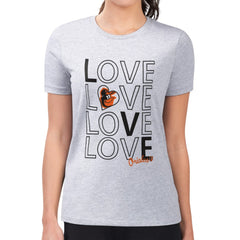 Heather Gray Baltimore Orioles G-III 4Her by Carl Banks Women's Super-Slim Fit Lightweight Love Graphic Team T-Shirt