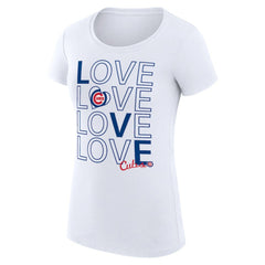 White Chicago Cubs G-III 4Her by Carl Banks Women's Super-Slim Fit Lightweight Love Graphic Team T-Shirt