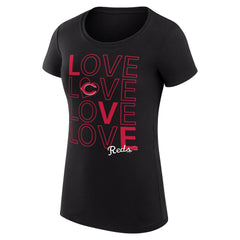 Black Cincinnati Reds G-III 4Her by Carl Banks Women's Super-Slim Fit Lightweight Love Graphic Team T-Shirt