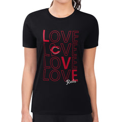Black Cincinnati Reds G-III 4Her by Carl Banks Women's Super-Slim Fit Lightweight Love Graphic Team T-Shirt