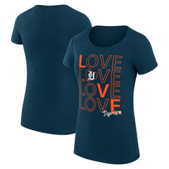 Navy Detroit Tigers G-III 4Her by Carl Banks Women's Super-Slim Fit Lightweight Love Graphic Team T-Shirt