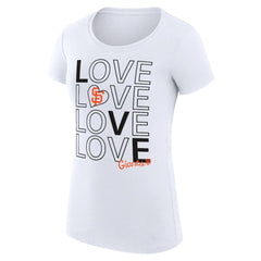 White San Francisco Giants G-III 4Her by Carl Banks Women's Super-Slim Fit Lightweight Love Graphic Team T-Shirt