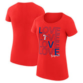 Red Texas Rangers G-III 4Her by Carl Banks Women's Super-Slim Fit Lightweight Love Graphic Team T-Shirt