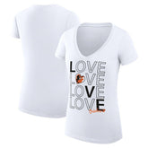White Baltimore Orioles G-III 4Her by Carl Banks Women's Super-Slim Fit Lightweight Love Graphic Team V-Neck T-Shirt