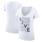 White Cleveland Guardians G-III 4Her by Carl Banks Women's Super-Slim Fit Lightweight Love Graphic Team V-Neck T-Shirt