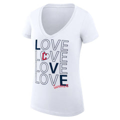 White Cleveland Guardians G-III 4Her by Carl Banks Women's Super-Slim Fit Lightweight Love Graphic Team V-Neck T-Shirt