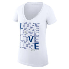 White Los Angeles Dodgers G-III 4Her by Carl Banks Women's Super-Slim Fit Lightweight Love Graphic Team V-Neck T-Shirt