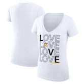 White Pittsburgh Pirates G-III 4Her by Carl Banks Women's Super-Slim Fit Lightweight Love Graphic Team V-Neck T-Shirt
