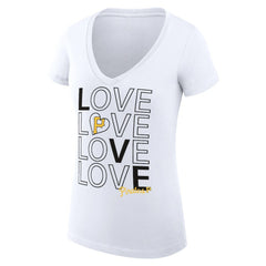 White Pittsburgh Pirates G-III 4Her by Carl Banks Women's Super-Slim Fit Lightweight Love Graphic Team V-Neck T-Shirt