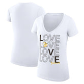 White San Diego Padres G-III 4Her by Carl Banks Women's Super-Slim Fit Lightweight Love Graphic Team V-Neck T-Shirt