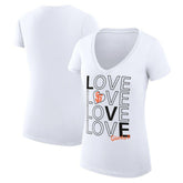 White San Francisco Giants G-III 4Her by Carl Banks Women's Super-Slim Fit Lightweight Love Graphic Team V-Neck T-Shirt