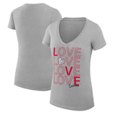 Heather Gray St. Louis Cardinals G-III 4Her by Carl Banks Women's Super-Slim Fit Lightweight Love Graphic Team V-Neck T-Shirt