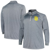 Gray San Diego Padres Profile Big & Tall Raglan Quarter-Zip Top