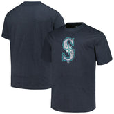 Heather Navy Seattle Mariners Profile Big & Tall Weathered Logo T-Shirt