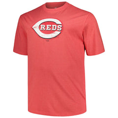 Heather Red Cincinnati Reds Profile Big & Tall Weathered Logo T-Shirt
