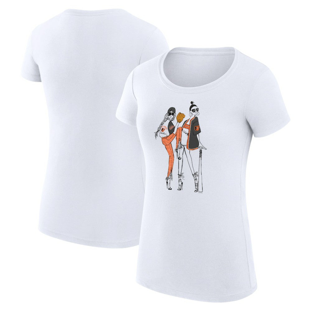 White Baltimore Orioles G-III 4Her by Carl Banks Women's Super-Slim Fit Lightweight Baseball Girls T-Shirt