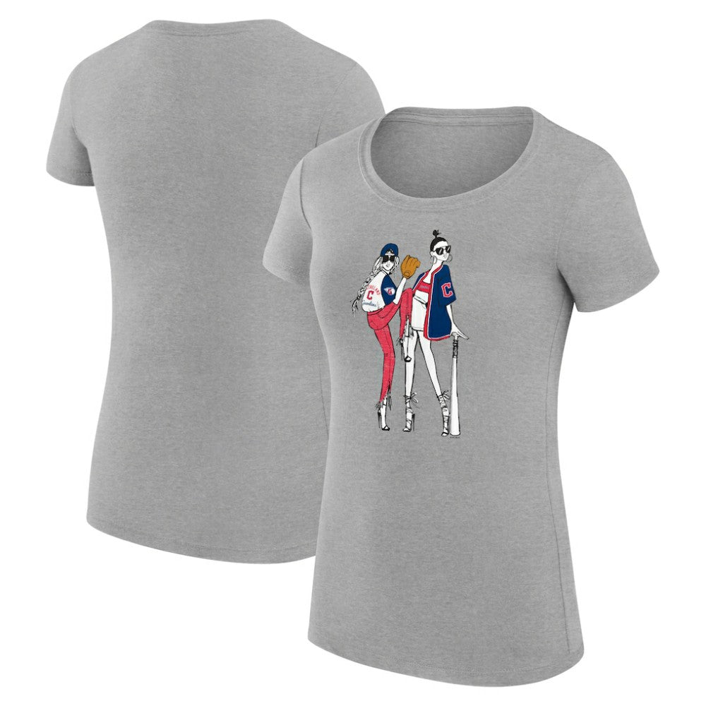 Heather Gray Cleveland Guardians G-III 4Her by Carl Banks Women's Super-Slim Fit Lightweight Baseball Girls T-Shirt